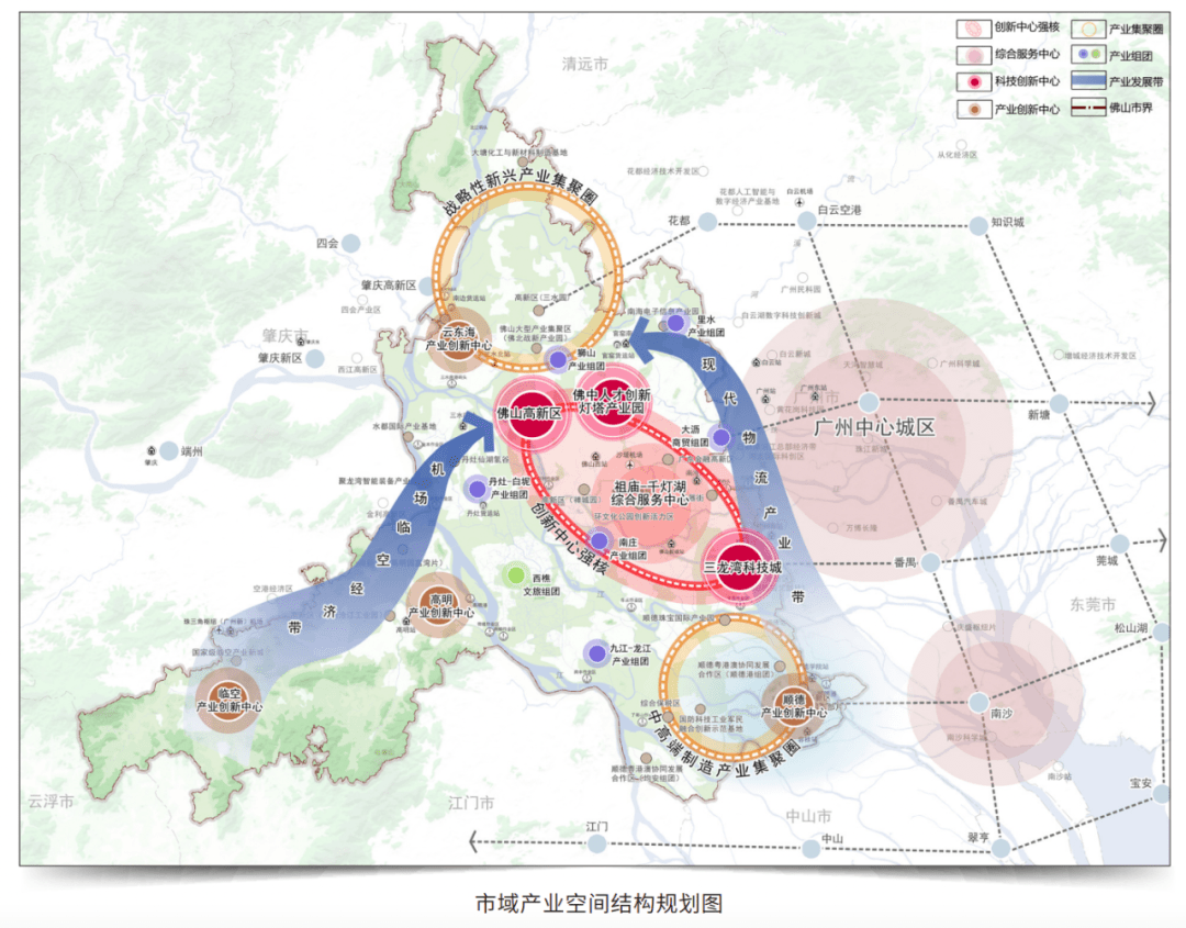 原狮山副中心升级为佛北副中心,三水乐平被纳入,与大良-容桂同级