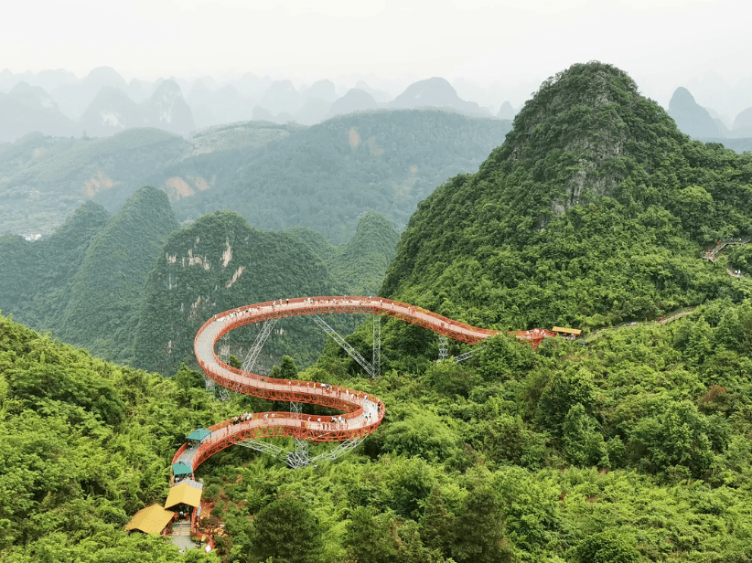 陽朔如意峰含雙程索道,玻璃棧道一日遊67_索橋_景區_桂林