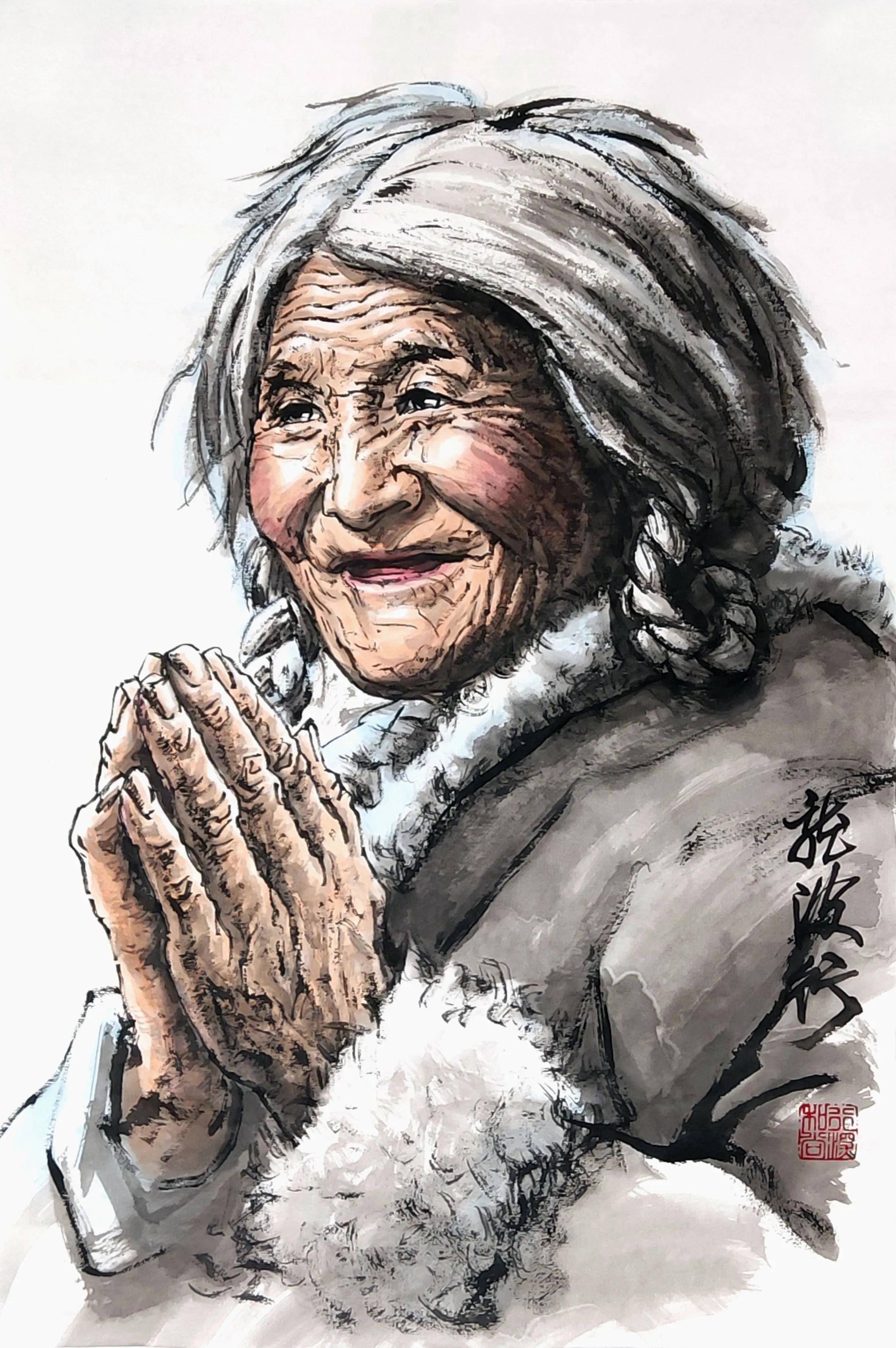 水墨肖像新作_肖像_水墨_新作