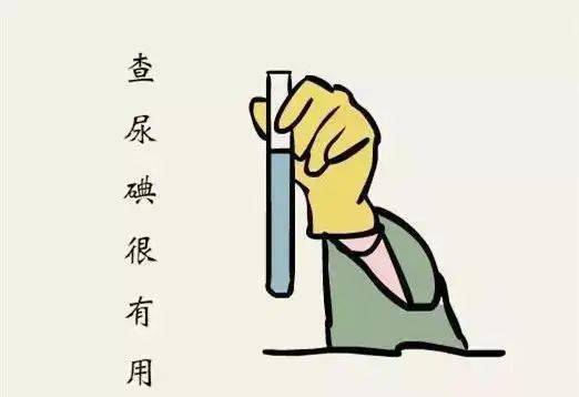 1.检查尿碘：人每天从尿中排出的碘能够反映体内碘的水平。吃的碘多，尿