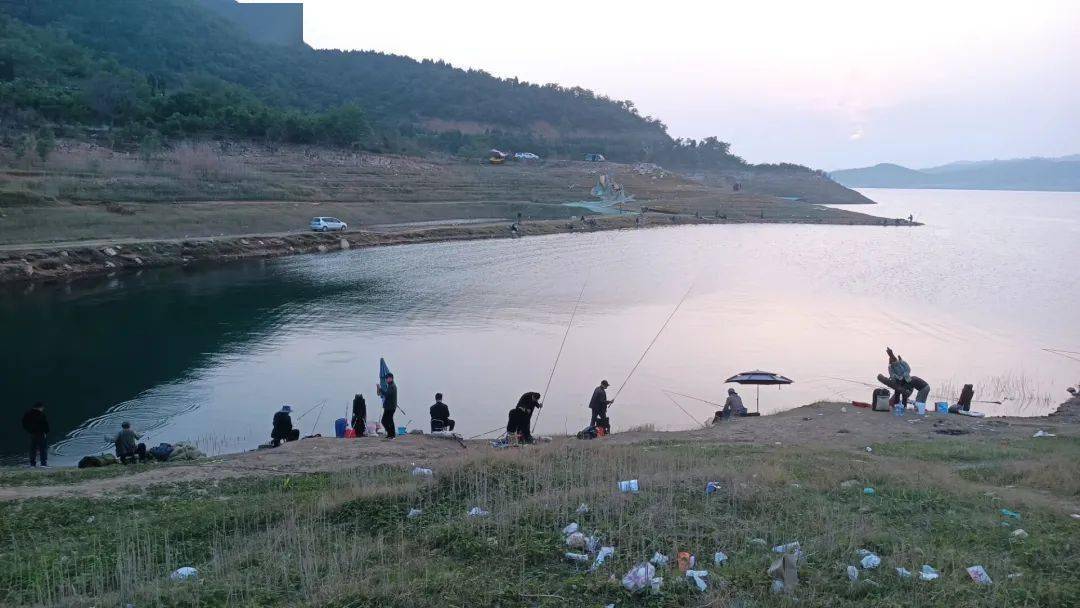 五一節後黃河小浪底水庫釣魚,鷹嘴山大水面連桿,鯽魚鯉魚爆護_魚竿