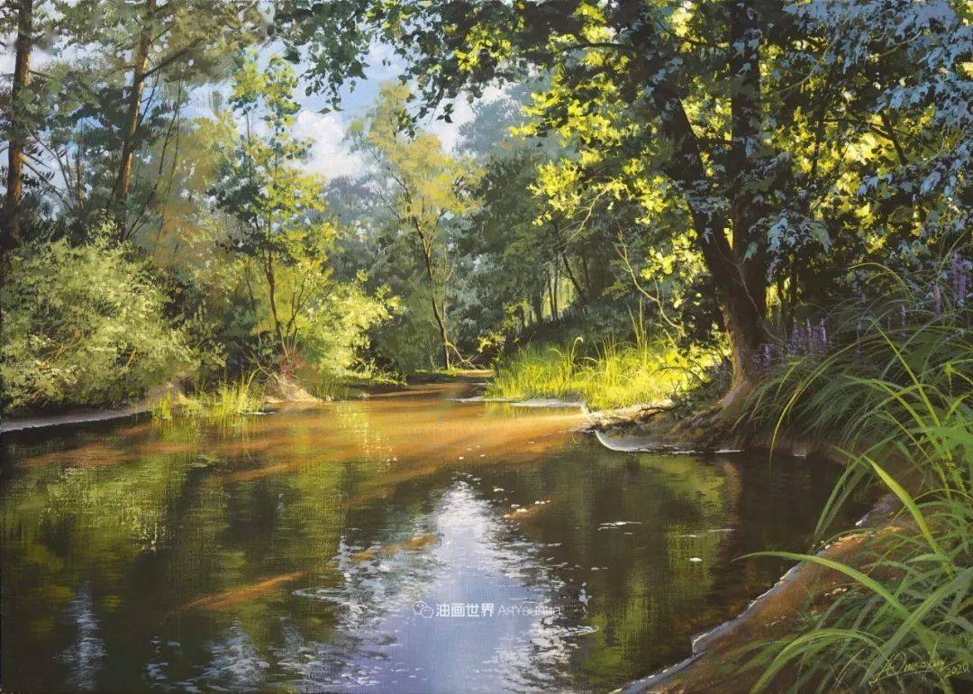 独特的森林与田野之美,无尽透彻的光_绘画_victor_自然主义