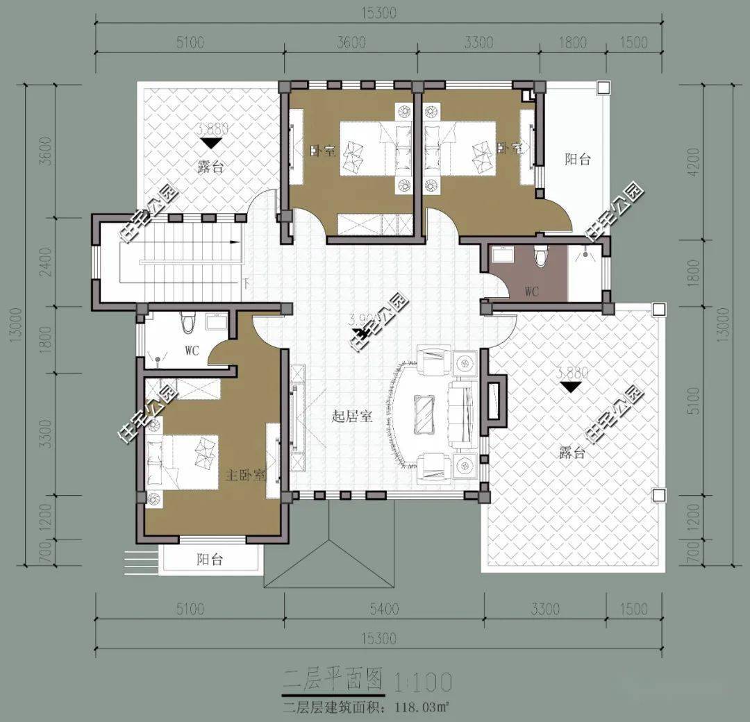 限时特价图纸1513米二层欧式别墅壁炉柴火房温暖又实用