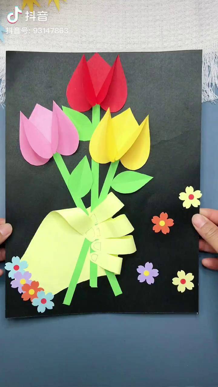 的母亲节手工花朵贴花亲子手工创意手工母亲节母亲节手工幼儿园手工