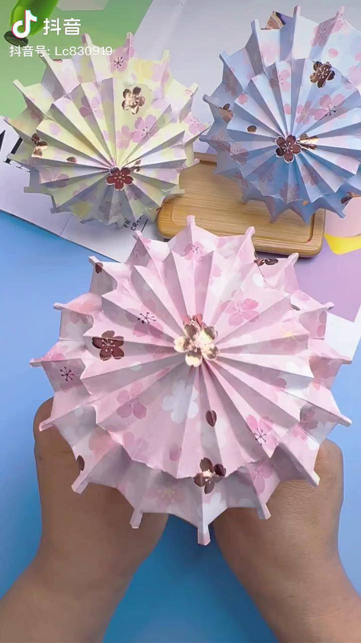 你们要的樱花小伞折纸教程来了手工diy折纸手工折纸手工