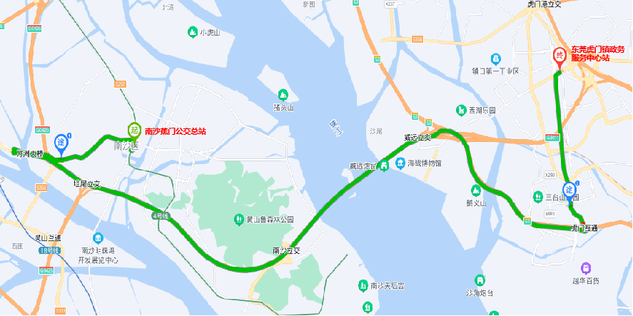 改線降價虎門至廣州南沙快速公交線路今天恢復運行