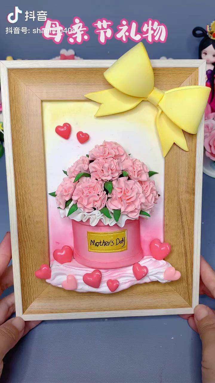 送妈妈的礼物 粘土教程 一束花的仪式感 康乃馨花束 粘土 母亲节手工