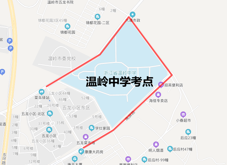 02新河中学考点管制路段:新河镇文笔路新河中学路段和环城东路新河