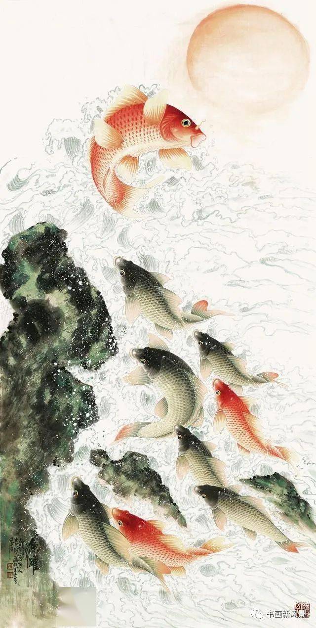 这组鲤鱼跃龙门漂亮