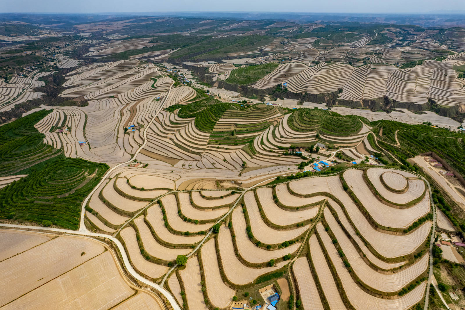高清大图:「我的村 我的家」瞰彭阳县白阳镇中庄村_绿色_宁夏_山头