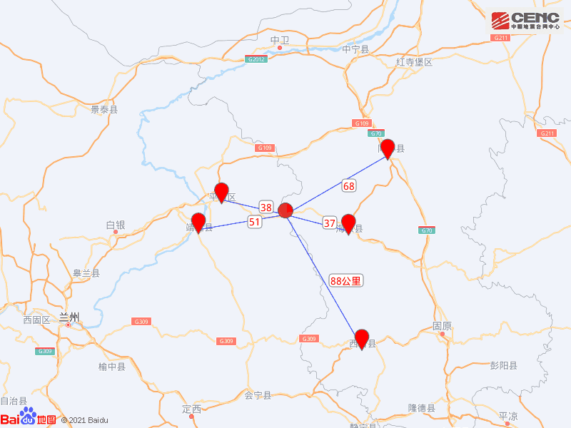 平川區38公里,距甘肅靖遠縣51公里,距同心縣68公里,距西吉縣88公里,距