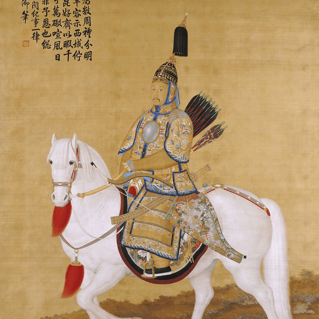 《乾隆帝盔甲乘馬圖》郎世寧(1688-1766) 清乾隆二十三年(1758)軸