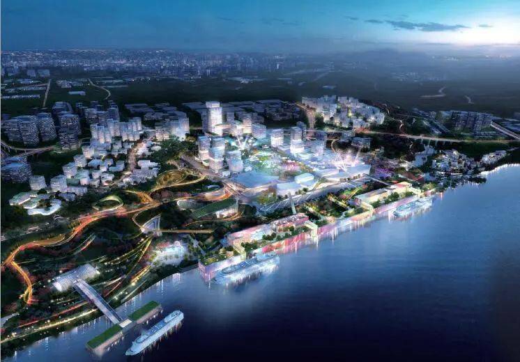 寸滩国际邮轮母港片区夜景鸟瞰效果参考文献:[1] 重庆市城市规划管理