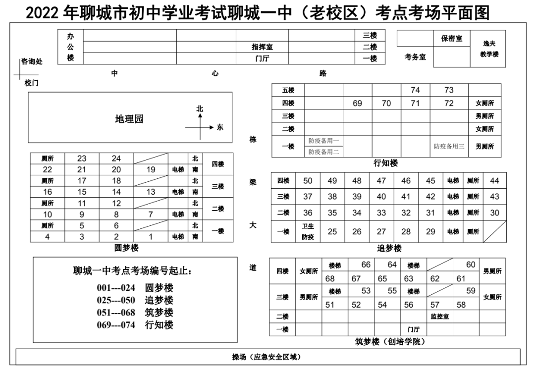 2022年中考,全区共有聊城一中(老校区)考点,聊城二中考点,聊城三中