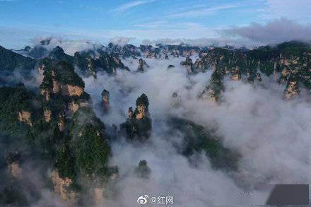 雨过天晴又见你 张家界武陵源景区十里画廊云海翻涌