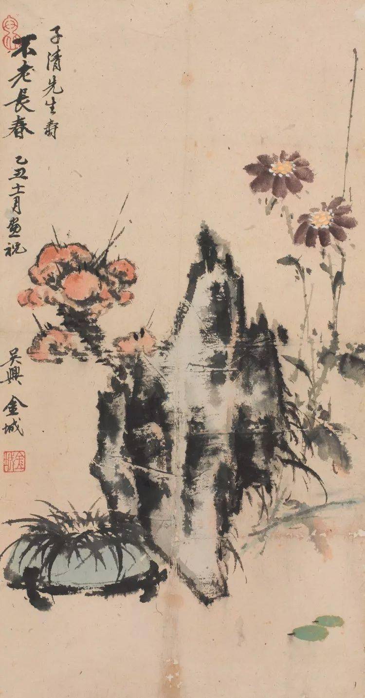 近現代画家金城・中国書画聽泉図』肉筆紙本・掛軸卷画・中国美術