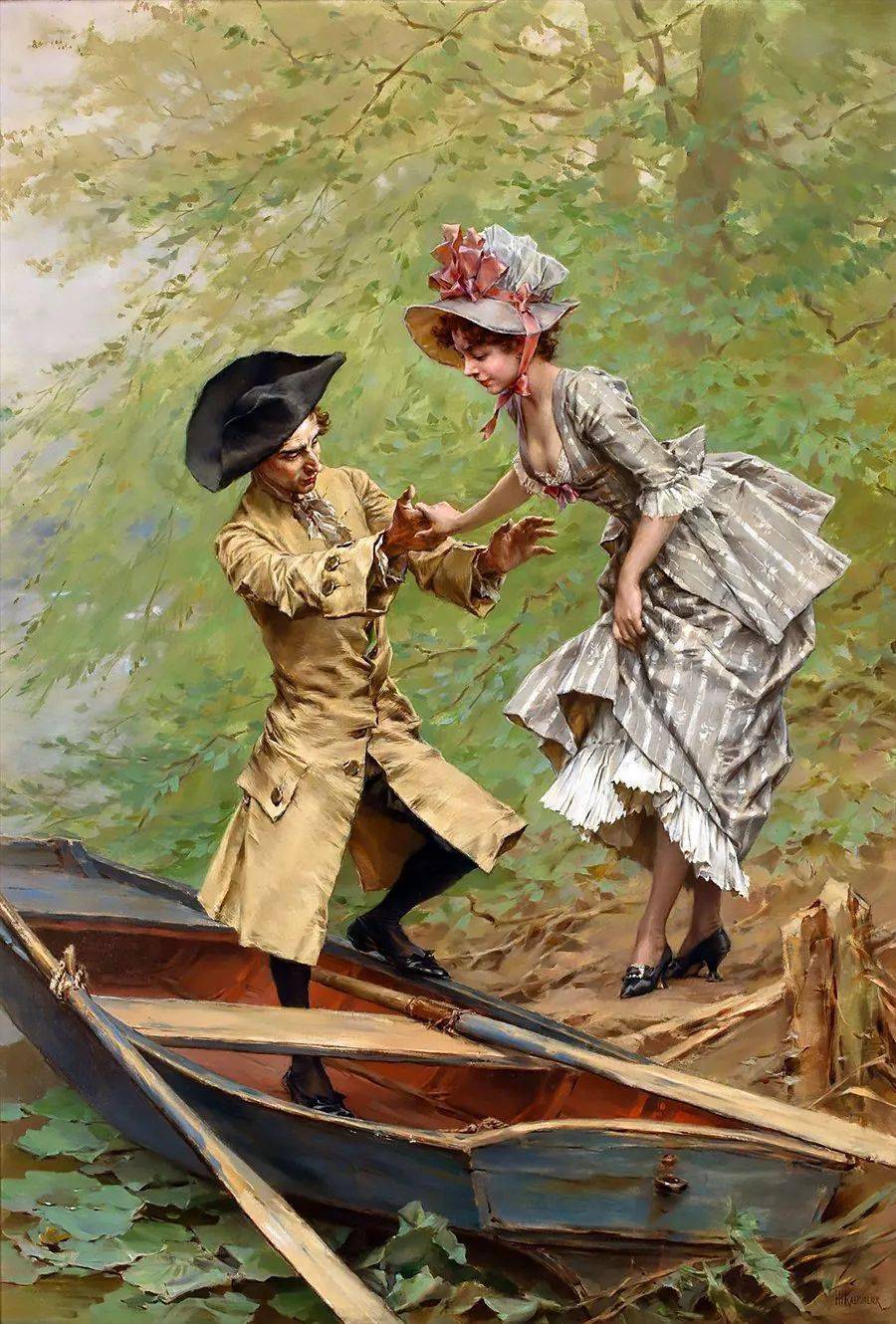 经典油画法式浪漫风格油画衣服质感人物神态表现得相当好