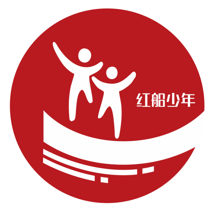 五彩红船少年logo设计图片