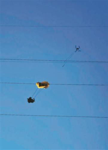 滑翔傘愛好者被困在高壓線上 繩索高手高空救援