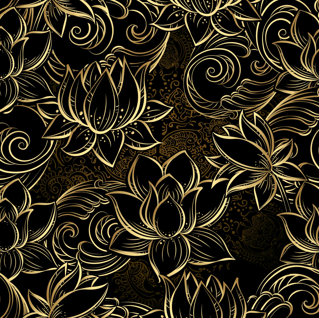 本周素材②丨矢量ai中国风传统古典荷花牡丹线描白描无缝背景纹理包装