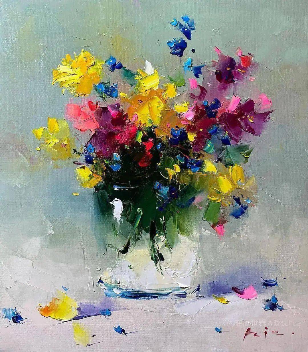 吉尔吉斯斯坦画家阿齐兹苏莱曼诺夫刮刀油画作品