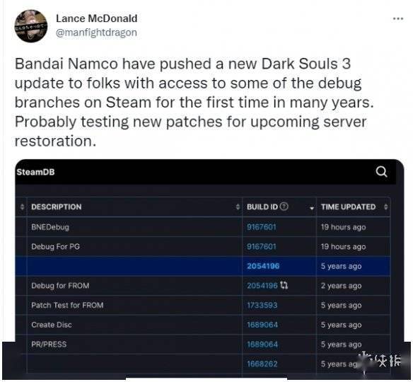 Lance McDonald on X: Bandai Namco have pushed a new Dark Souls 3 update to  folks with access to some of the debug branches on Steam for the first time  in many