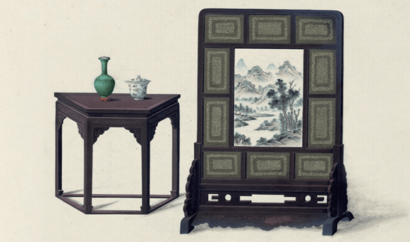 古代文人雅士的书房家具图鉴_屏风_书架_中国