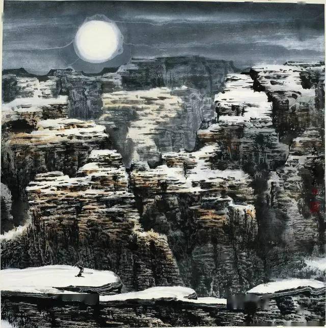 国画太行山雪景图片