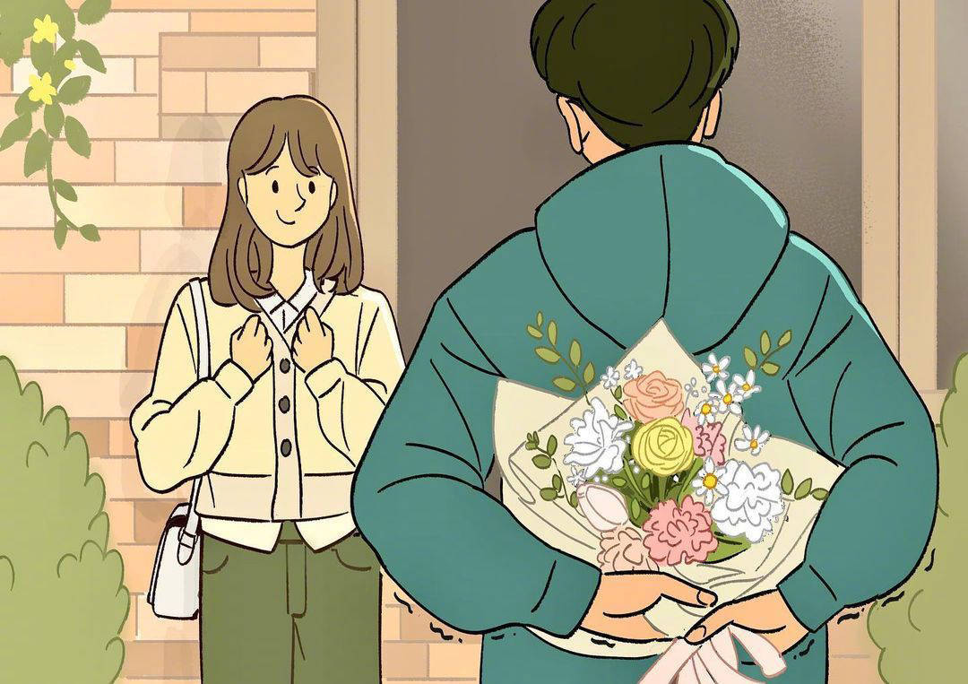 漫画艺术家870911(ins:ggoruvi)的一组小清新风格的情侣插画