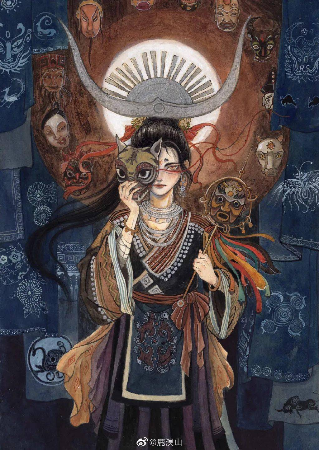 小鸟拟人系列作品爆火之后,鹿溟山开始画更费心思的手绘地图拟人.