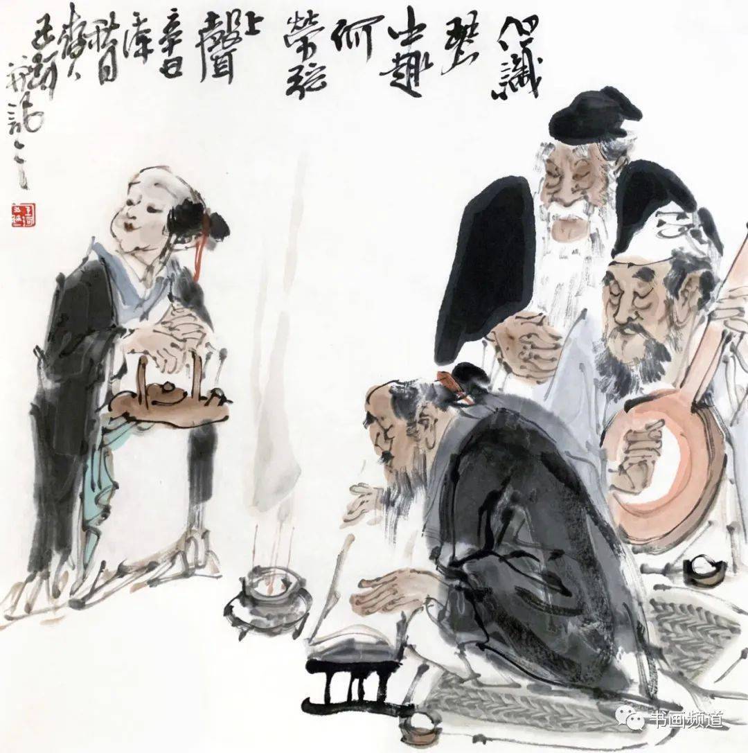 首师大教授王珂创作国画《听琴图》_cmx_中央美院_美术