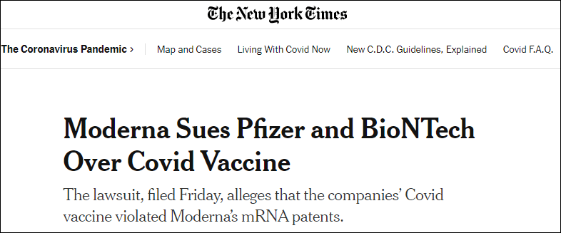 莫德纳状告辉瑞及其合作伙伴BNT：抄袭技术，侵犯其新冠疫苗专利权