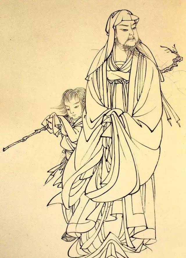 有一种画叫:【中国白描】_吴道子_壁画_玉女