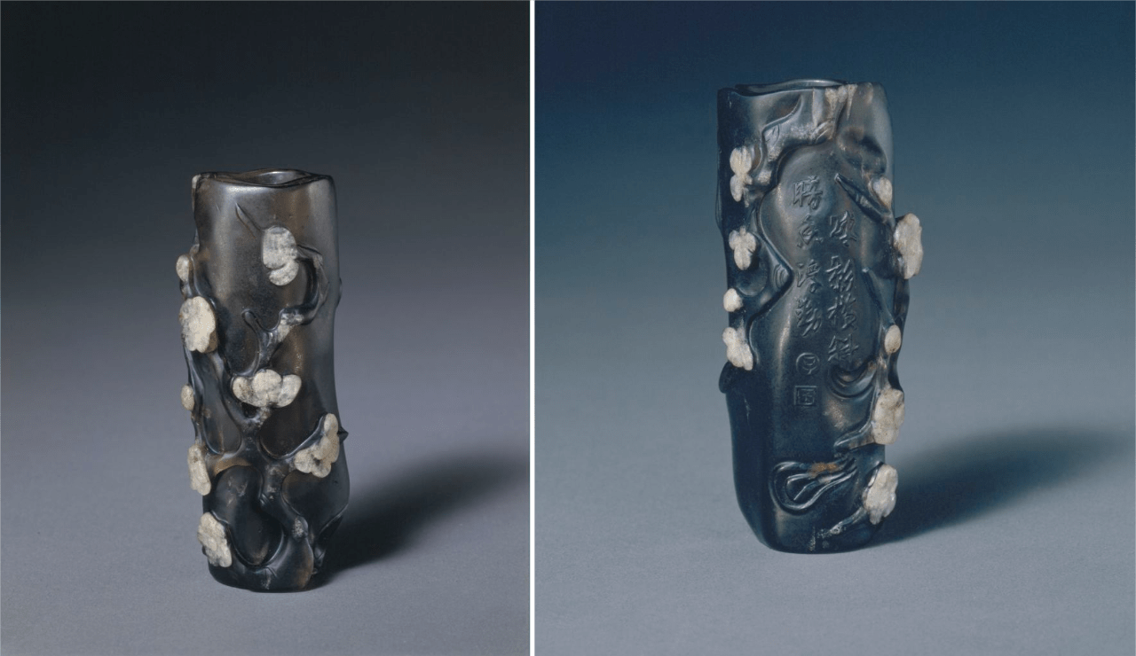 明 "子冈"款茶晶梅花花插 故宫博物院藏据清史记载,两广总督曾向康熙