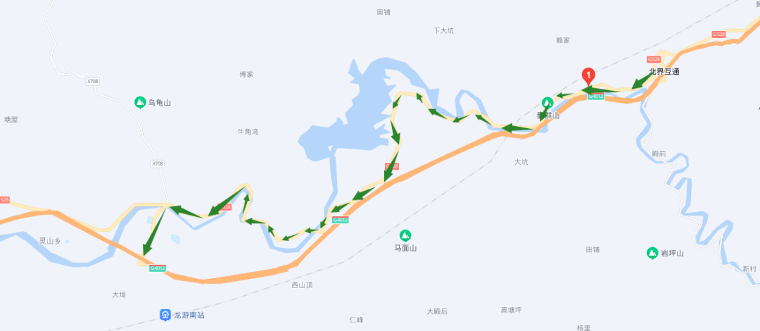 北界→灵溪北界收费站→g528→新路湾收费站北界→新路湾绕行方案北界