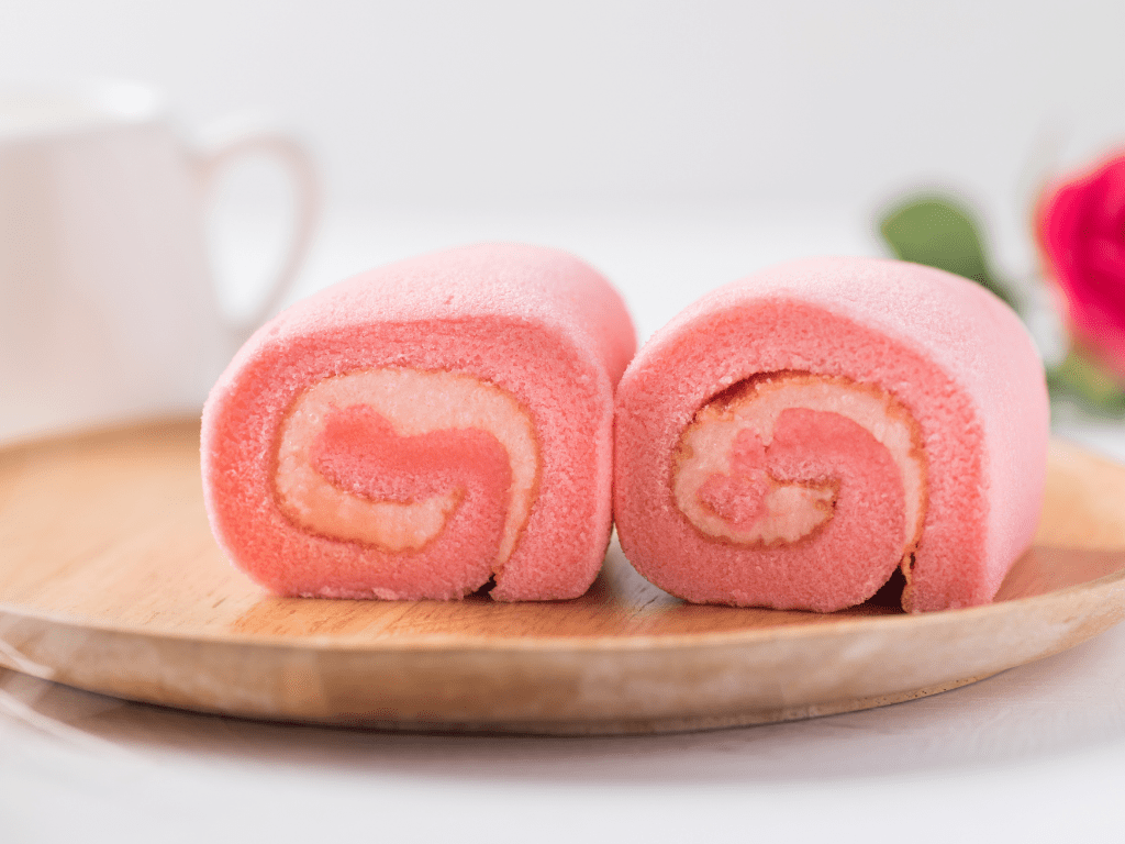 甜蜜的味道和浪漫的外观,松软的草莓瑞士卷_蛋糕_萝卜_奶油