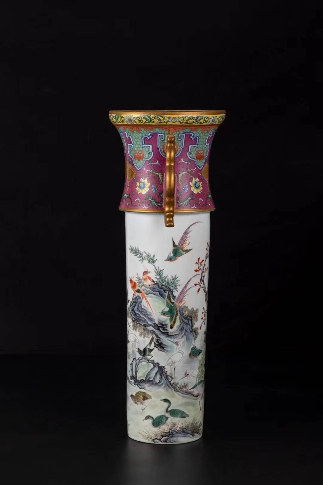 阳士琦大师陶瓷 有凤来仪百鸟朝凤转心宝尊 国博鉴定,南京工美出品