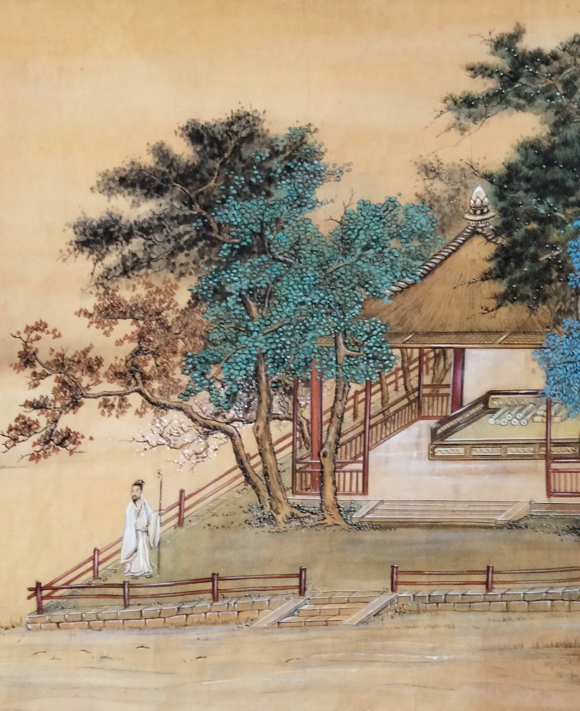 界画寒江---工笔仿古界画《杜少陵诗意图》_唐伯虎_杜甫_效果