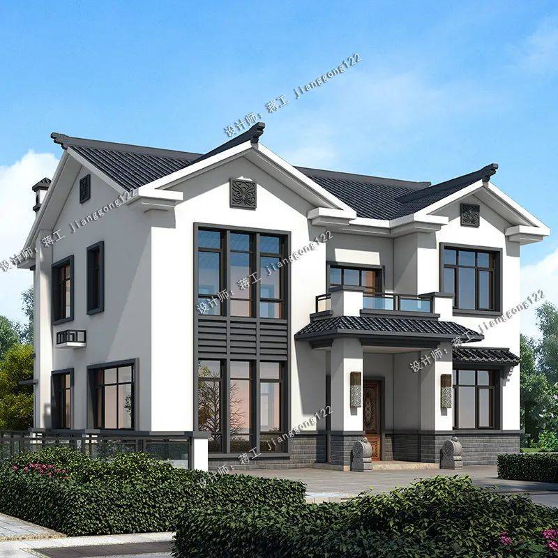 3款新中式二层农村别墅,不要上亿身家,300平建个四合院_卧室_设计