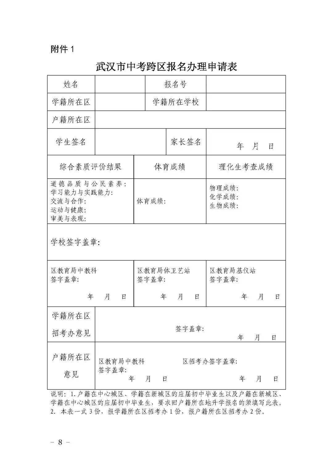2023武汉中考报名草表(武汉2021中考招生网官网)