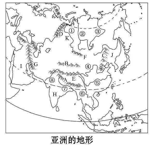 亚洲地图手绘图片