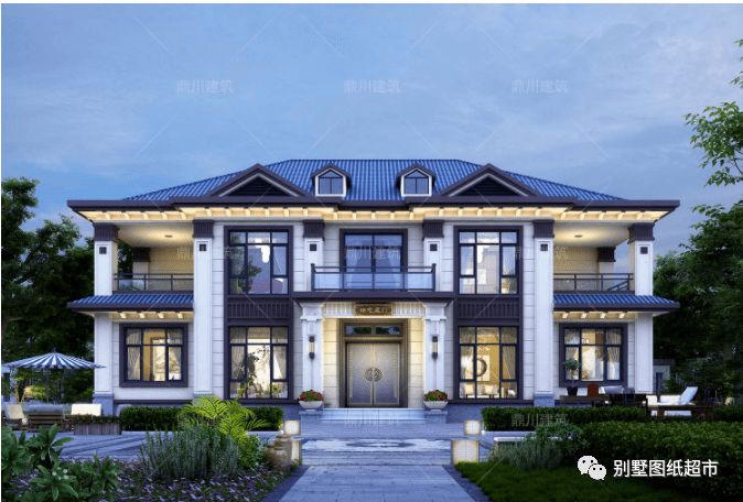 新中式二层双拼别墅,19×13米,共堂屋设计,兄弟合建成本省一半_农村