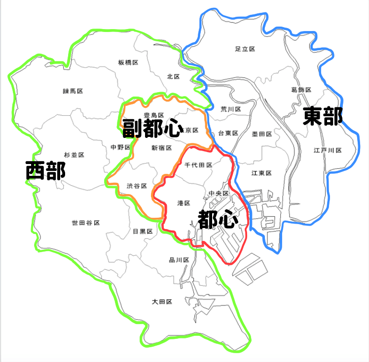 日本东京各区地图分布图片