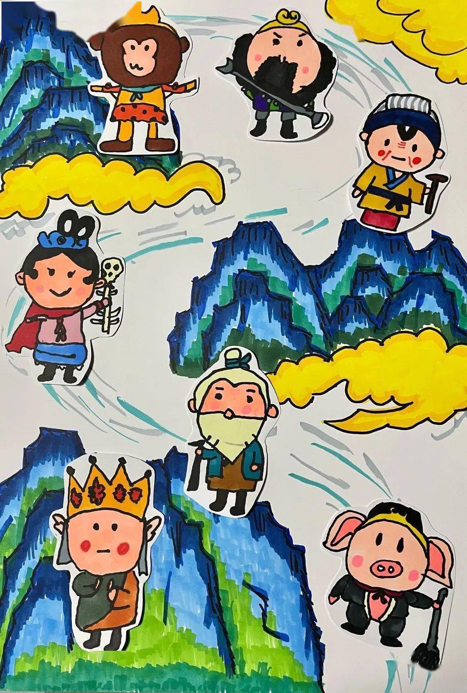 作者:王圣妮学校:航华第二幼儿园#艺术创想唐僧骑马咚了个咚,后面跟着