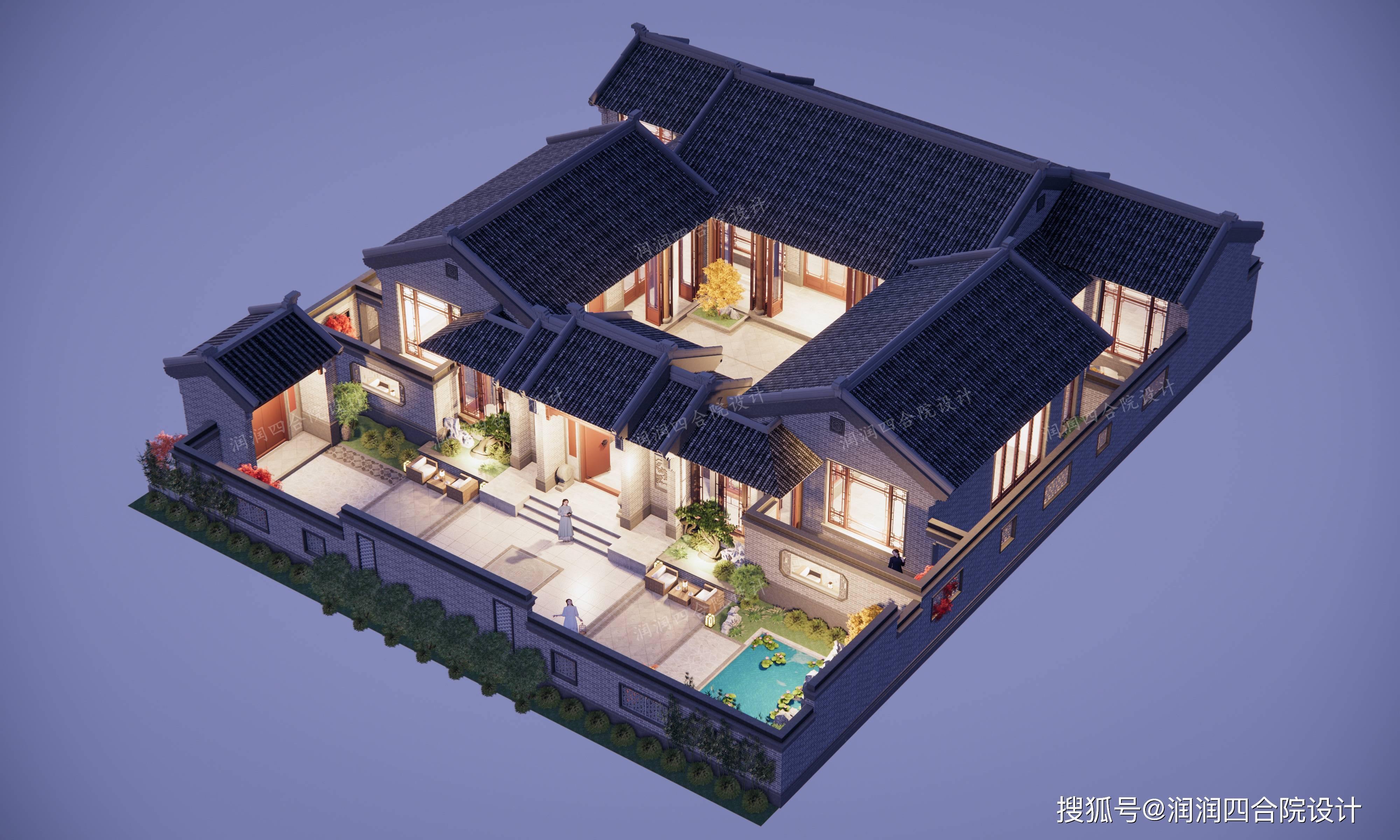 9,二进式6庭院——润润四合院设计刘鹰_夜景_门楼_装修