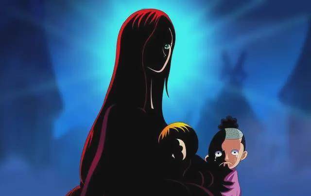 也就是桃之助的母亲,尾田在刻画这一个人物的时候,同样是黑漆漆的一片