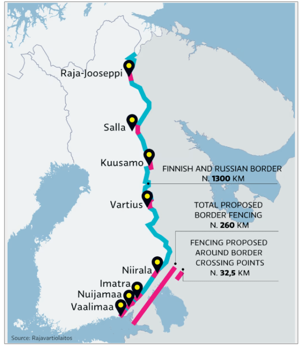 芬兰主要政党同意在芬俄边境建围栏，130-260公里