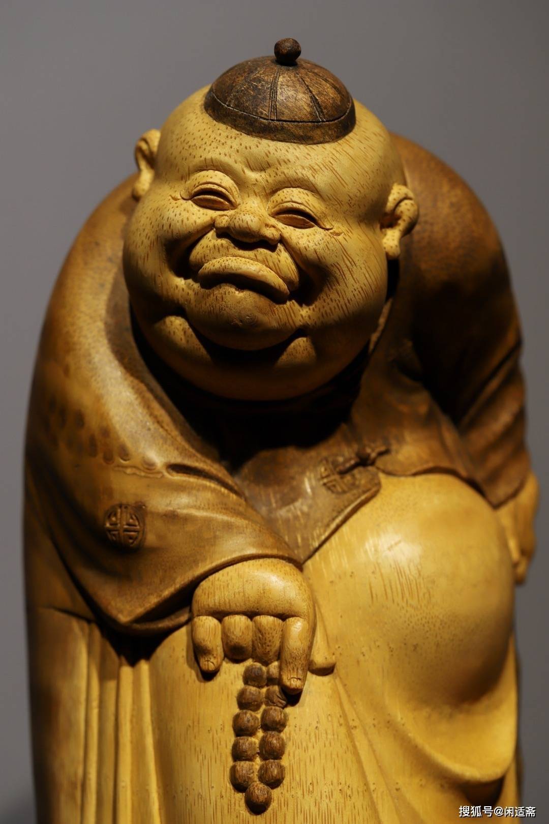 雅室清赏摆件,老竹雕作品,地主老财_雕刻_刀法_圆雕