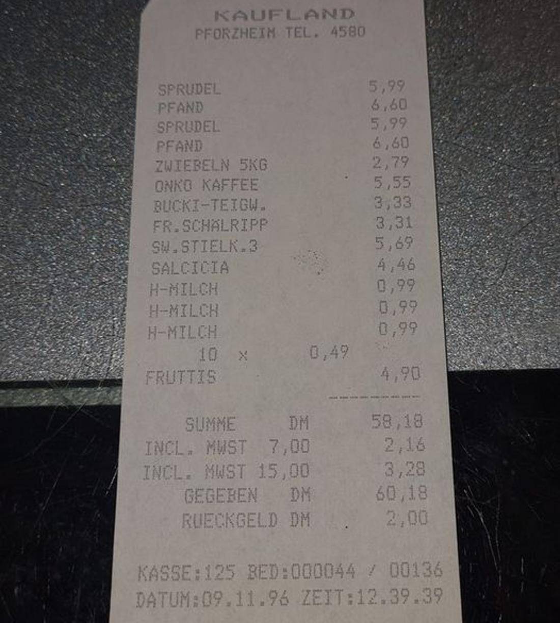 德国网友意外发现自己1996年的超市小票，一比一把辛酸泪…_搜狐网