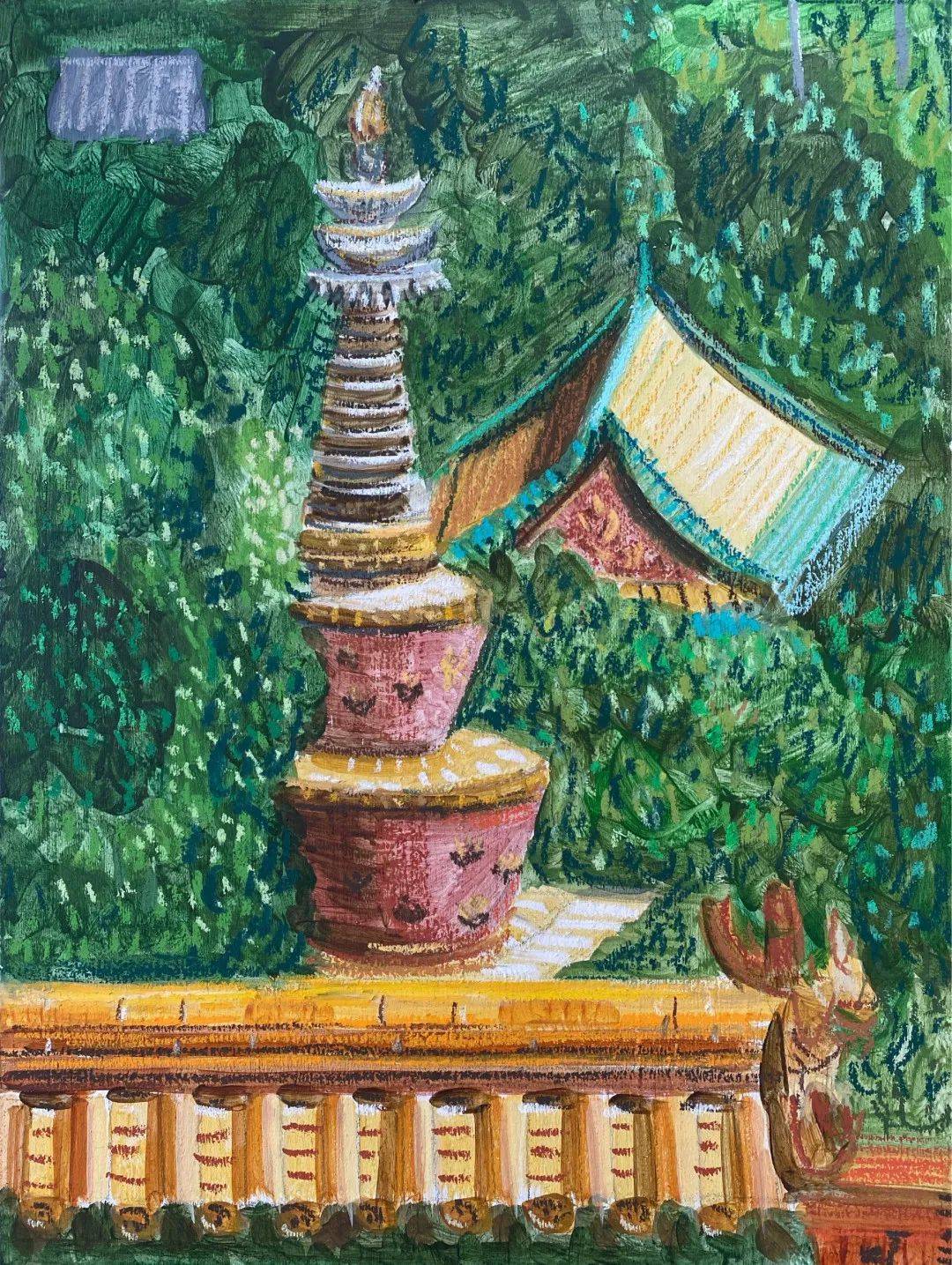 颐和园 四部洲综合材质40×30cm2022清晨鼓楼木板油画100×80cm2022